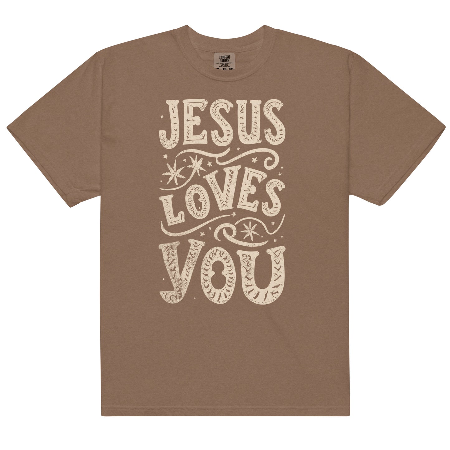 Faith apparel with gospel-inspired Jesus Loves You design. Christian t-shirt for women sharing message of God’s love