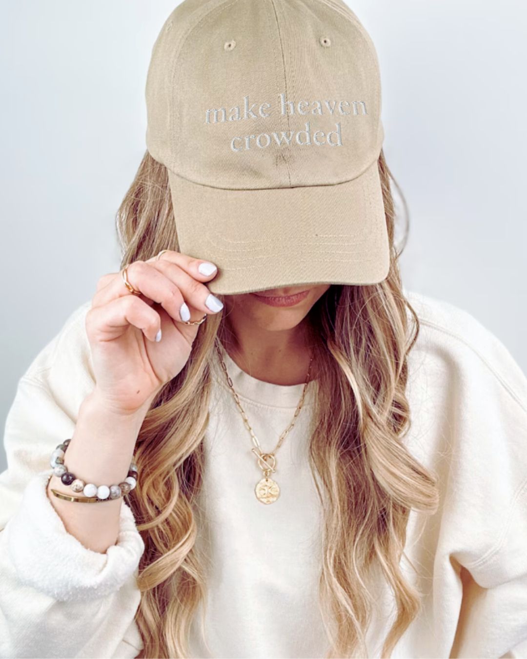 christian-embroidered-caps-delysia-gift-co make-heaven-crowded-hat-delysia-gift-co faith-based-hats-australia neutral-christian-baseball-caps-delysia-gift-co christian-apparel-accessories-delysia-gift-co