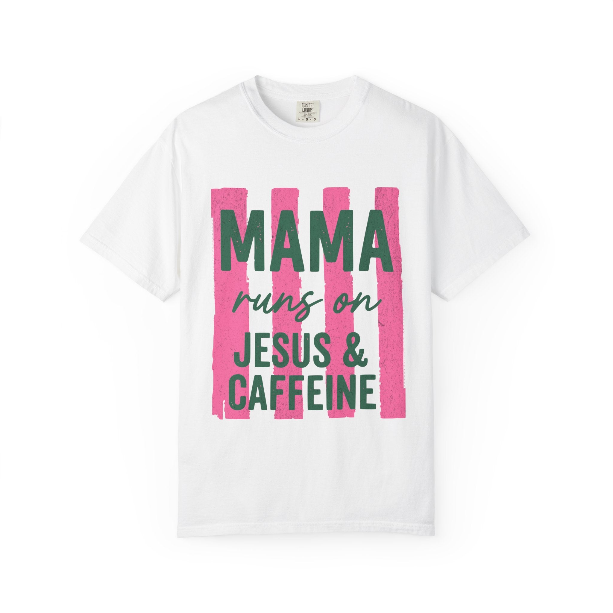 "Mama Runs on Jesus & Caffeine" Heavyweight Tee
