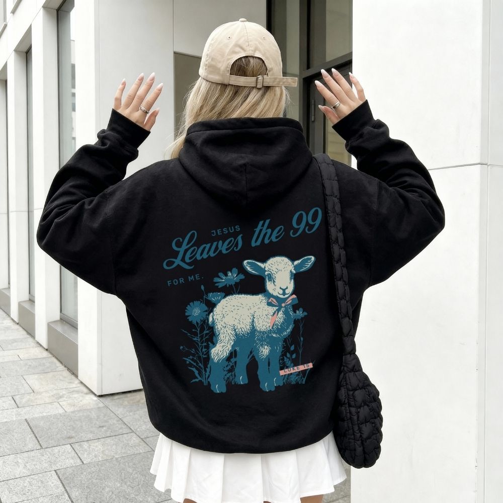 Leaves the 99 Christian hoodie with lamb back print design