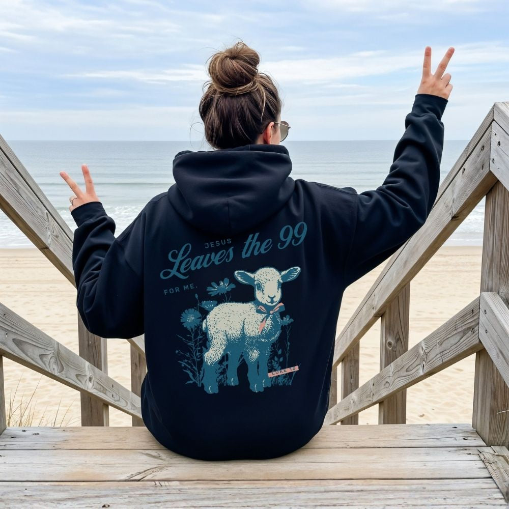 Leaves the 99 Christian hoodie with lamb back print design