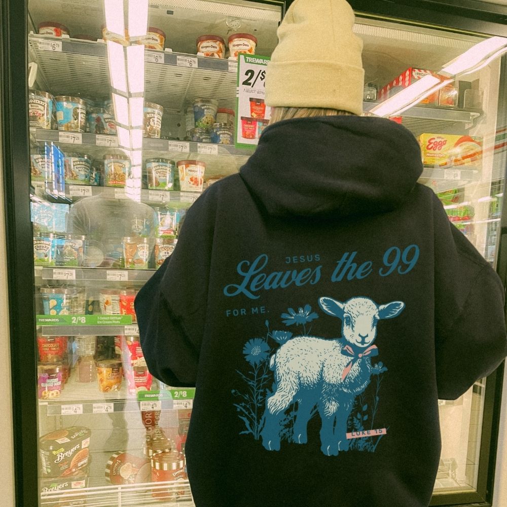 Leaves the 99 Christian hoodie with lamb back print design