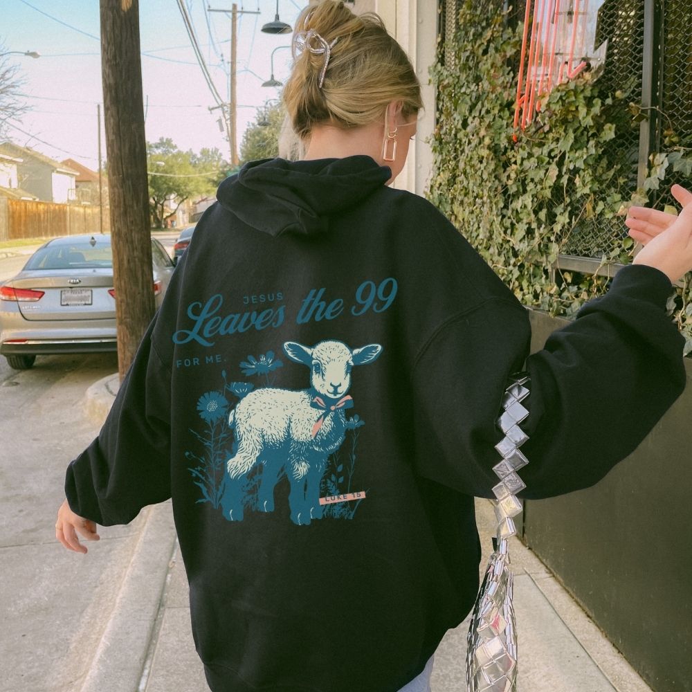 Leaves the 99 Christian hoodie with lamb back print design