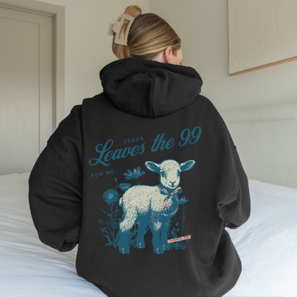 Leaves the 99 Christian hoodie with lamb back print design