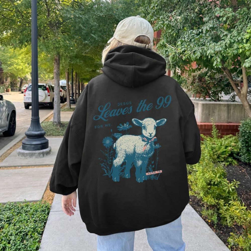 Leaves the 99 Christian hoodie with lamb back print design