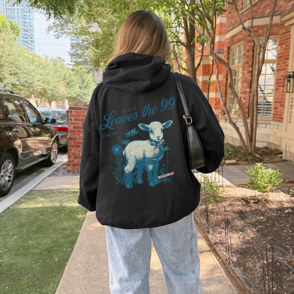 Leaves the 99 Christian hoodie with lamb back print design