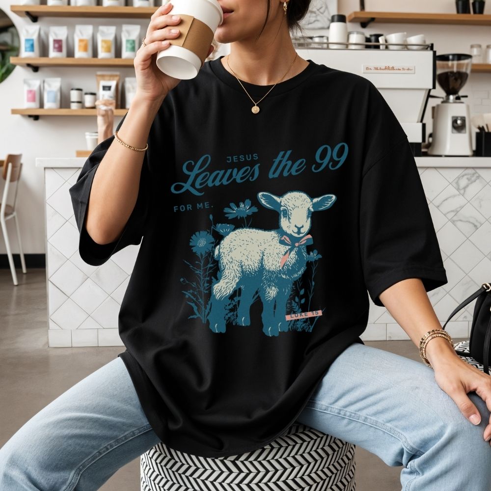 Leaves the 99 Christian t shirt with lamb design