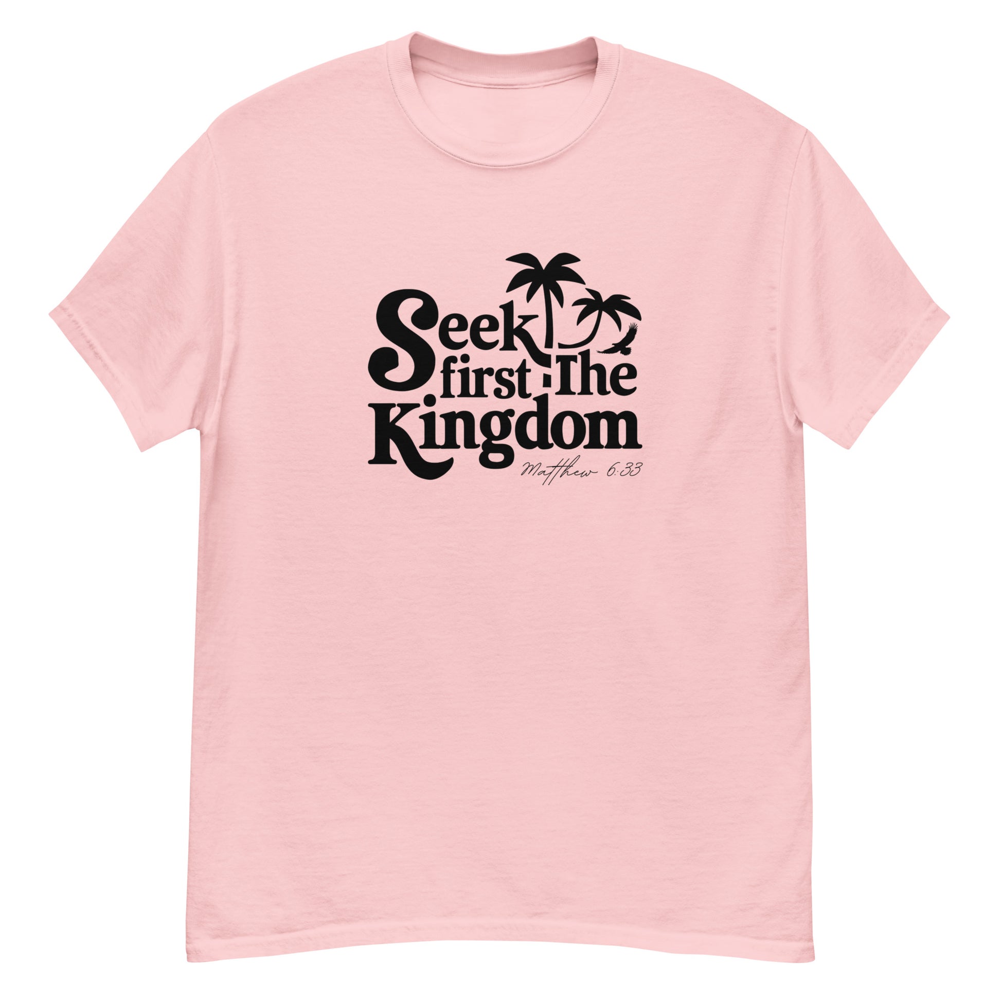 Faith apparel with Matthew 6:33 design Christian t-shirt encouraging women to put God first